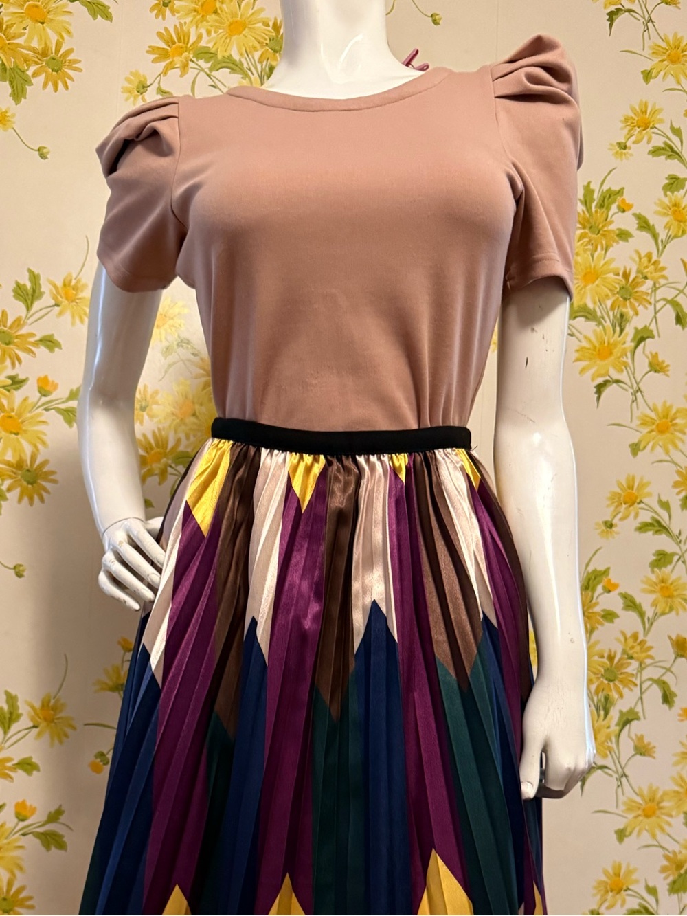 Dusty Rose Puff-Sleeve Women's Top - Casual Chic size S